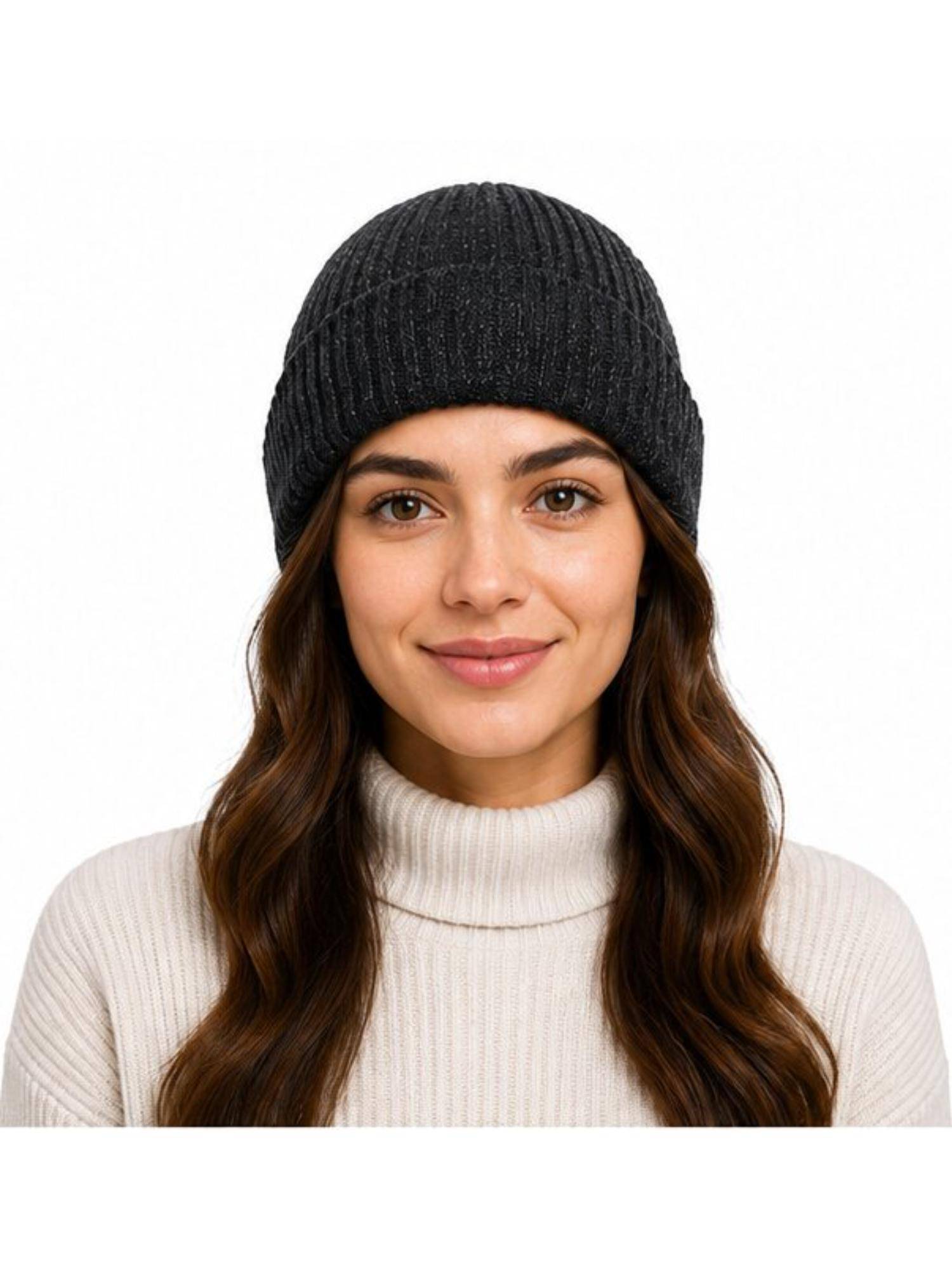 CAZZANO Women Winter Woollen Dark Grey Beanie