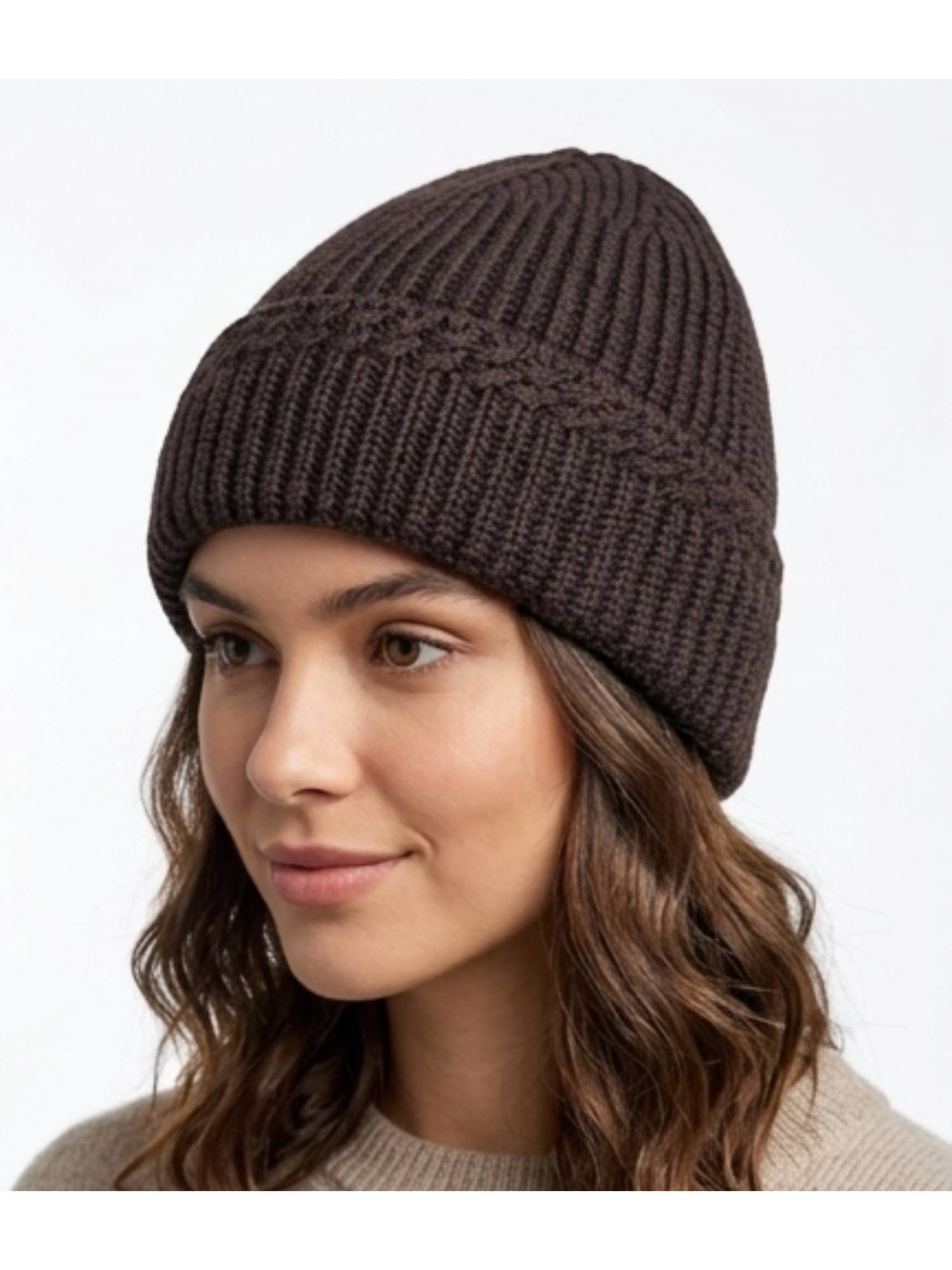 CAZZANO Women Winter Woollen Brown Beanie
