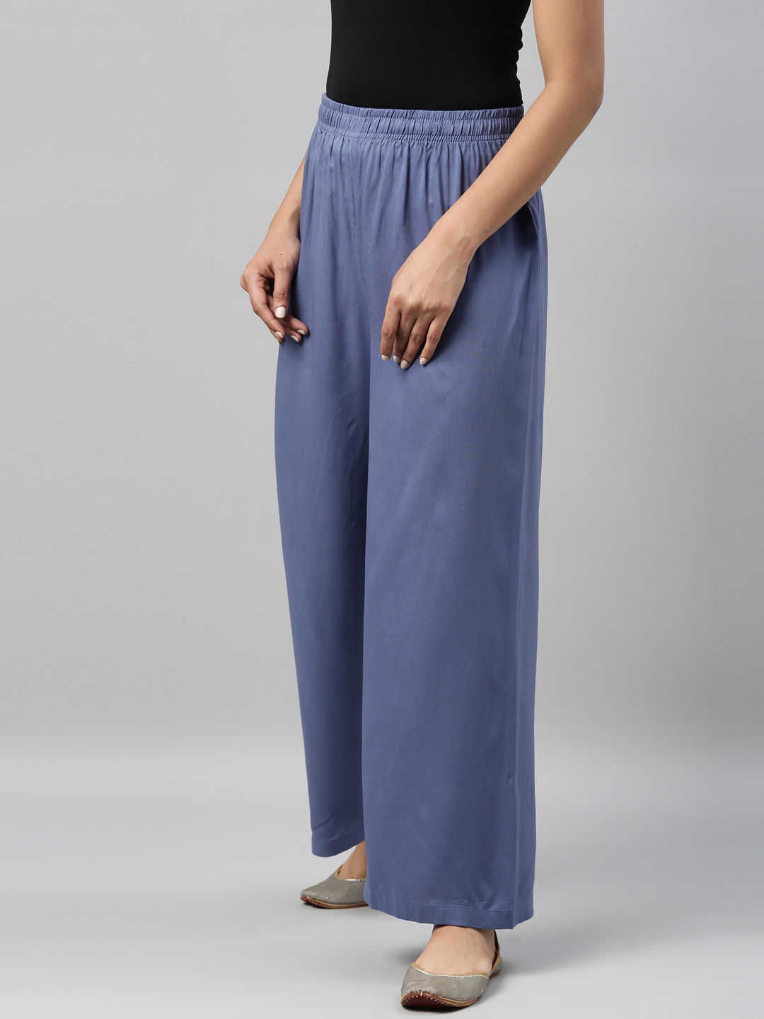 Buy GO COLORS Womens Mid Rise Solid Flared Palazzo Pant | Shoppers Stop