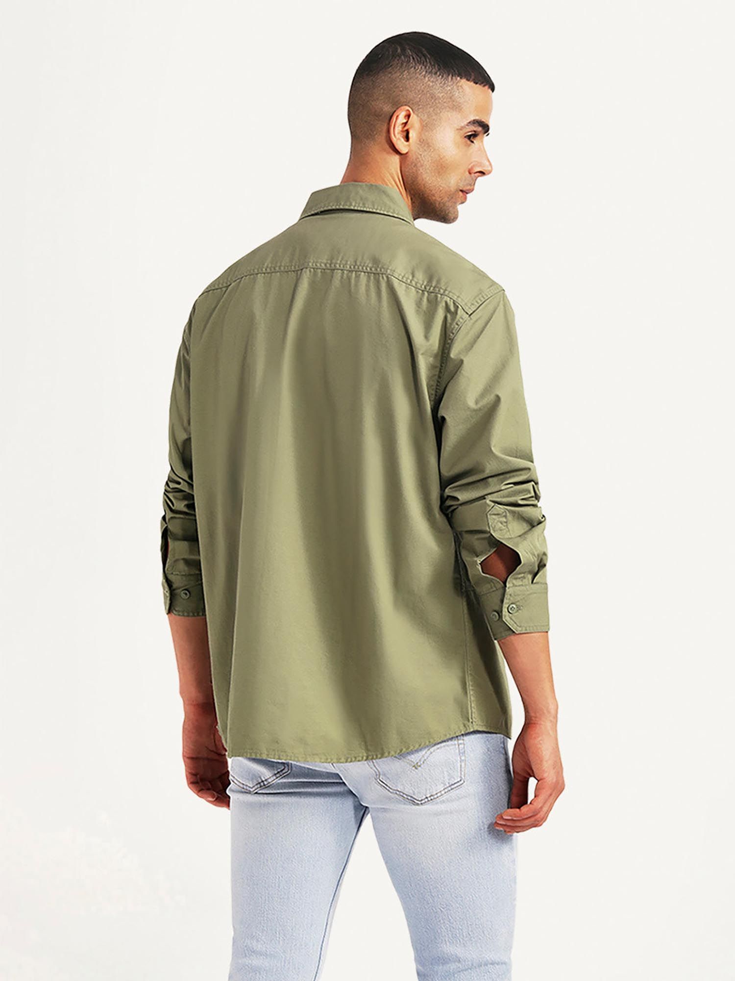 Buy Levi's Mens Solid Olive Relaxed Fit Casual Shirt Online