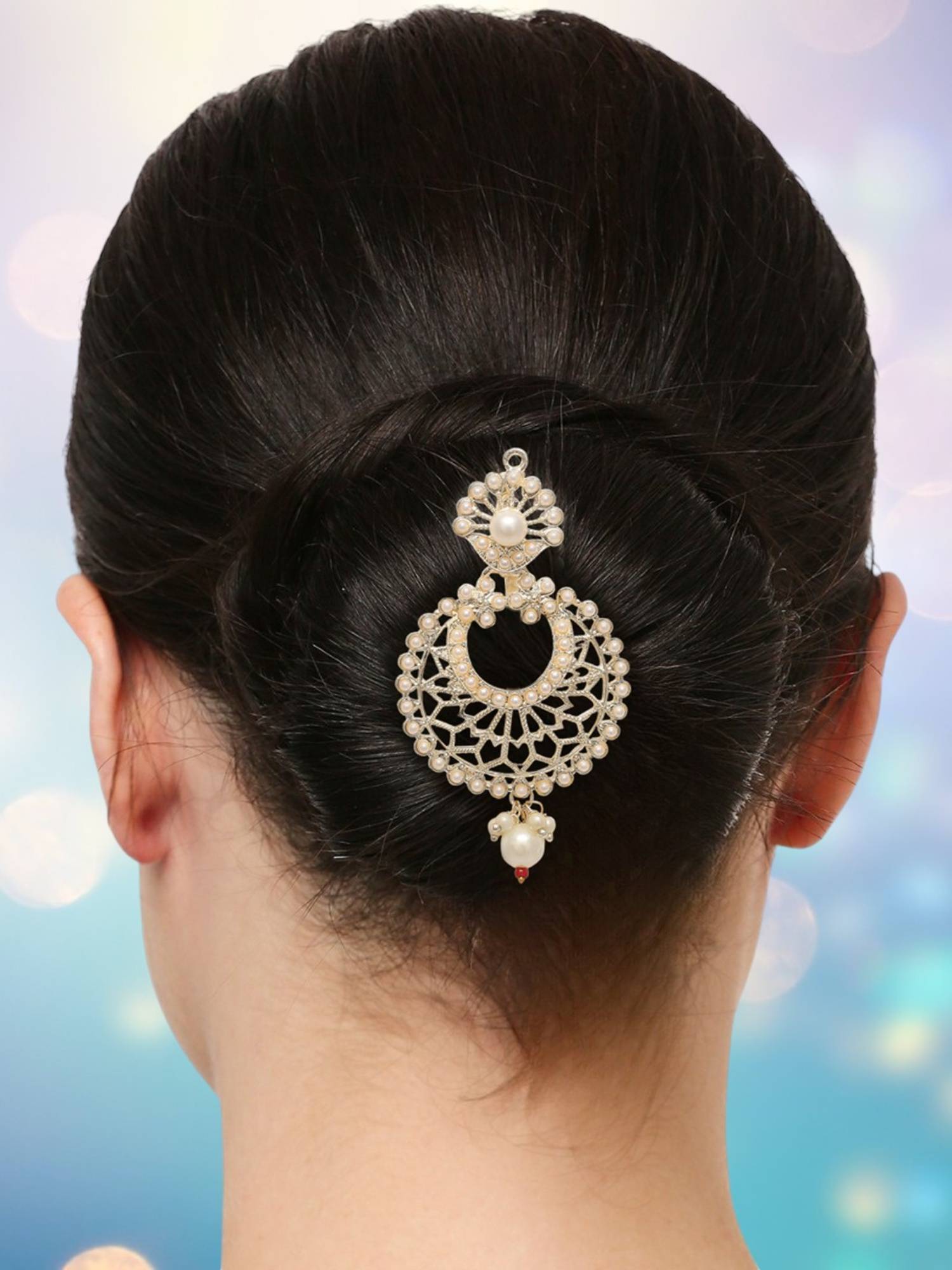 Fabula Gold Tone Pearls Hair Bun Pin