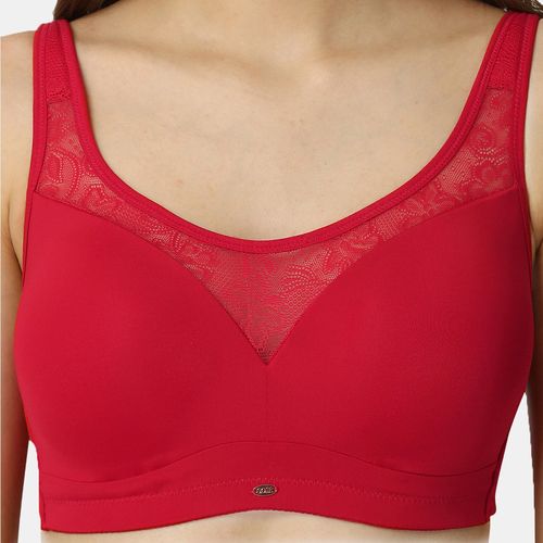 Buy SOIE Women Full Coverage Polyamide Spandex Padded Non Wired Lace Detail  Cami Bra, Mist, 30B at