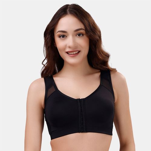 SOIE Front Closure Full Coverage Non Padded Non Wired Posture Correction  Bra (Pack of 2) (L)