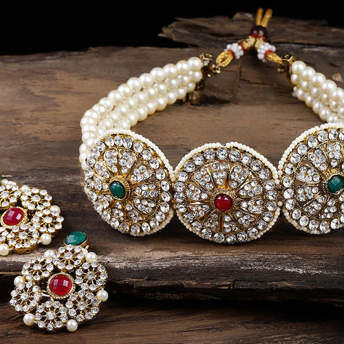 Buy Zaveri Pearls Austrian Diamonds Multistrand Pearls Choker