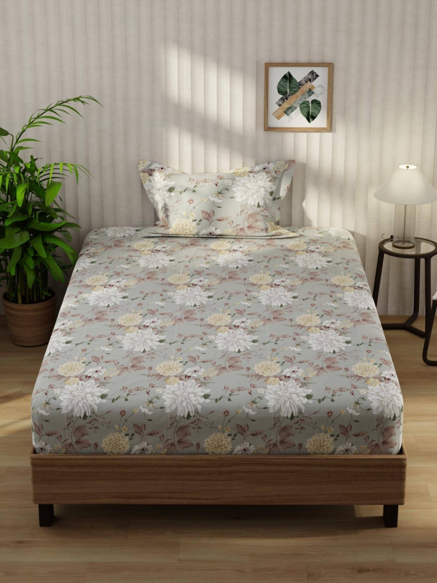 KOPA Green Extra Smooth Micro -Single Bedsheet With Pillow Cover (Single) (Pack of 2)