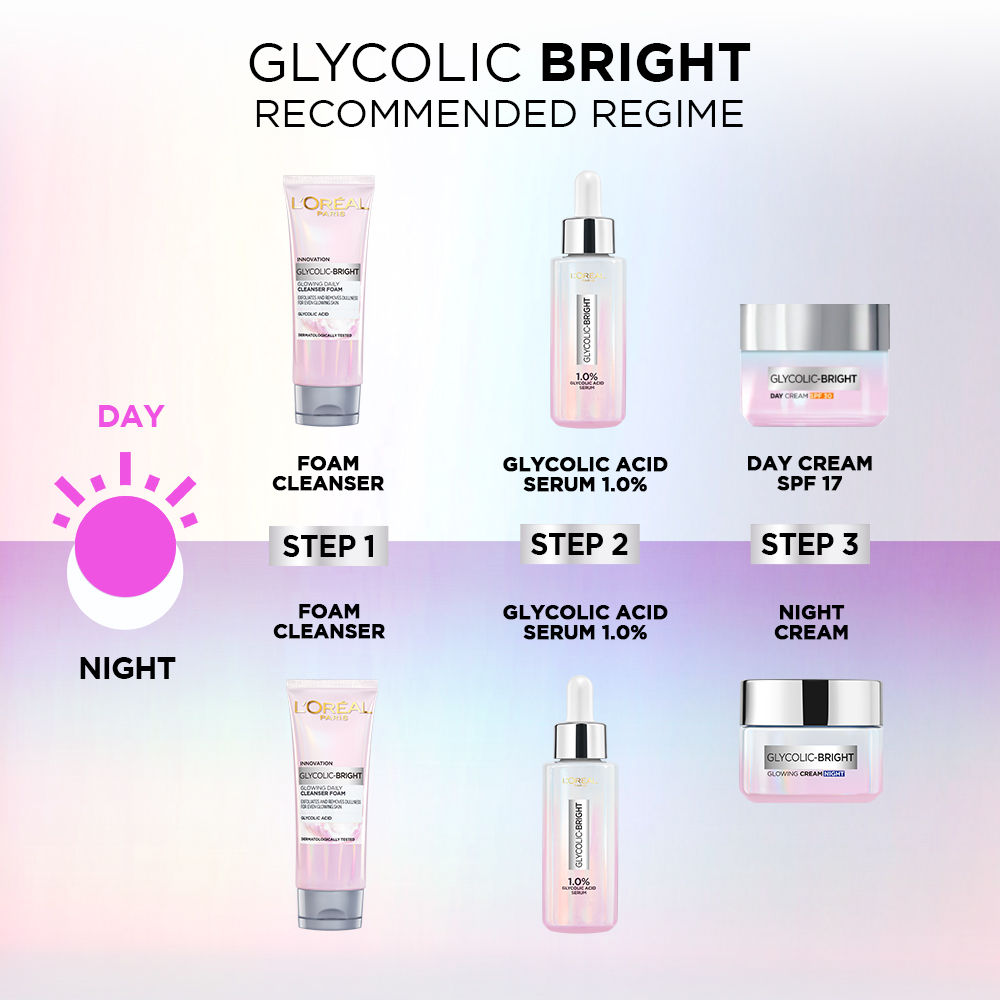 L'Oreal Paris Glycolic Bright Daily Foaming Face Cleanser With Glycolic Acid For Dull Skin Buy