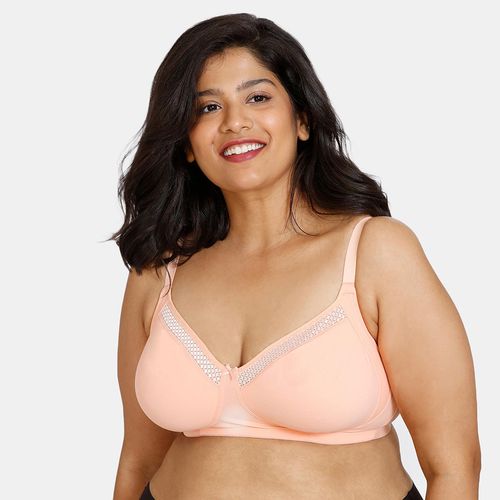Buy Zivame True Curv Double Layered Non Wired Full Coverage Super Support  Bra - Salmon Online