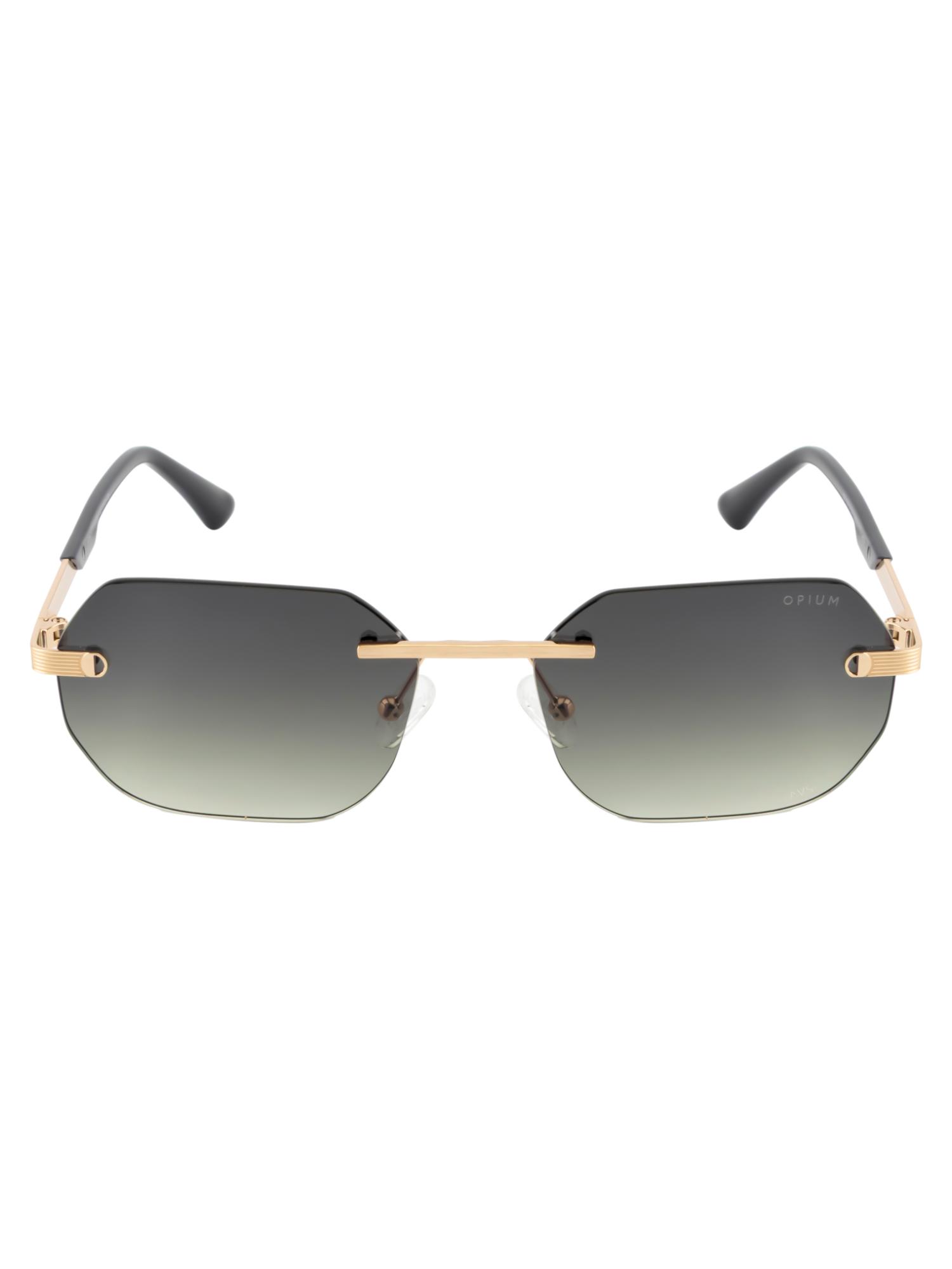 Buy Opium Eyewear Hexagon Sunglasses for Men Green Lens Metal Gold