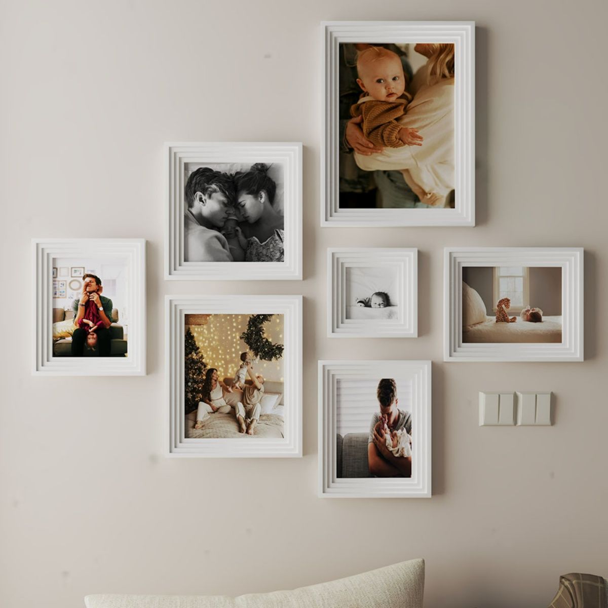 RANDOM Photo Frame For Wall Set of 10 3D Collage photo frames with OUR HOME  & HEART Plaque For Home Decoration, Wall Decor (8