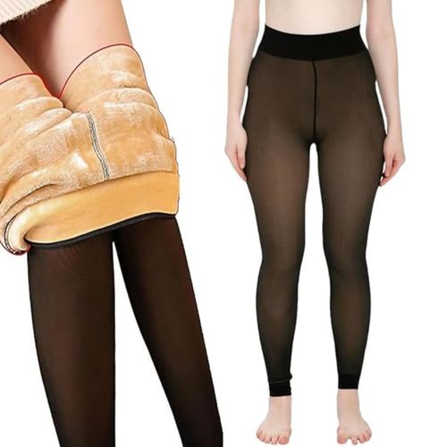BRACHY Dual Tone Translucent Fleece Warm Thermal Tights Pants