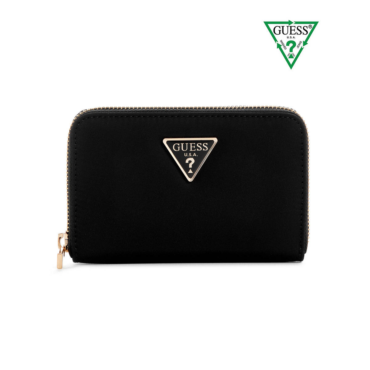 Guess Black Solid Eco Gemma Zip Around Wallet