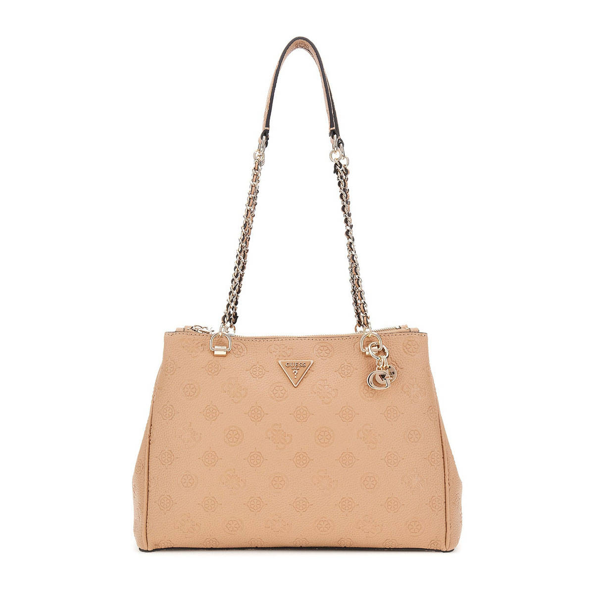 Guess Beige Textured Cresidia Status Handbag Bag