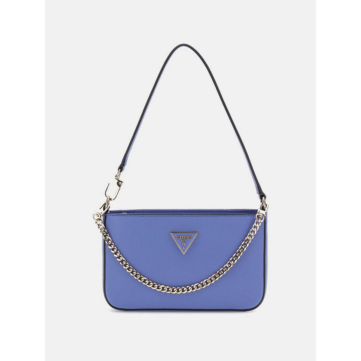 Guess Stormy Blue Solid Noelle Top Zip Handbag