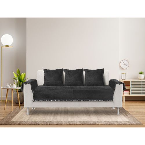 Saral Home Axis Sofa Cover-1 Seat Cover, Cushion Cover, Arm Covers,  Black (Set of 6)