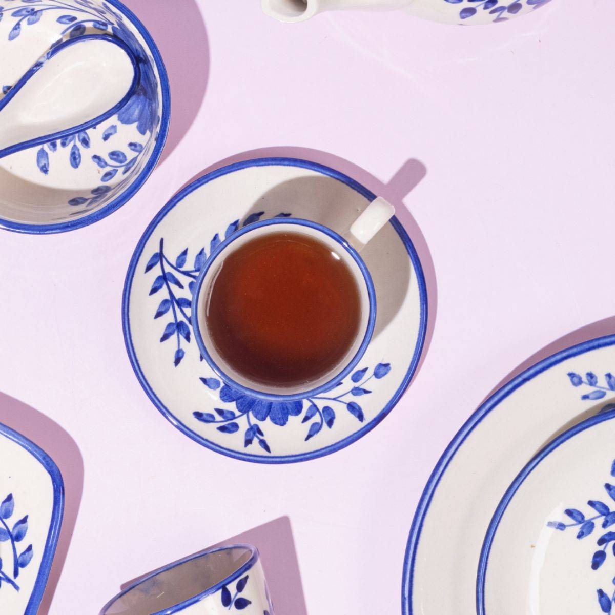 Amalfiee Ceramics Handpainted Sanaah Cup And Saucer (Set of 2)