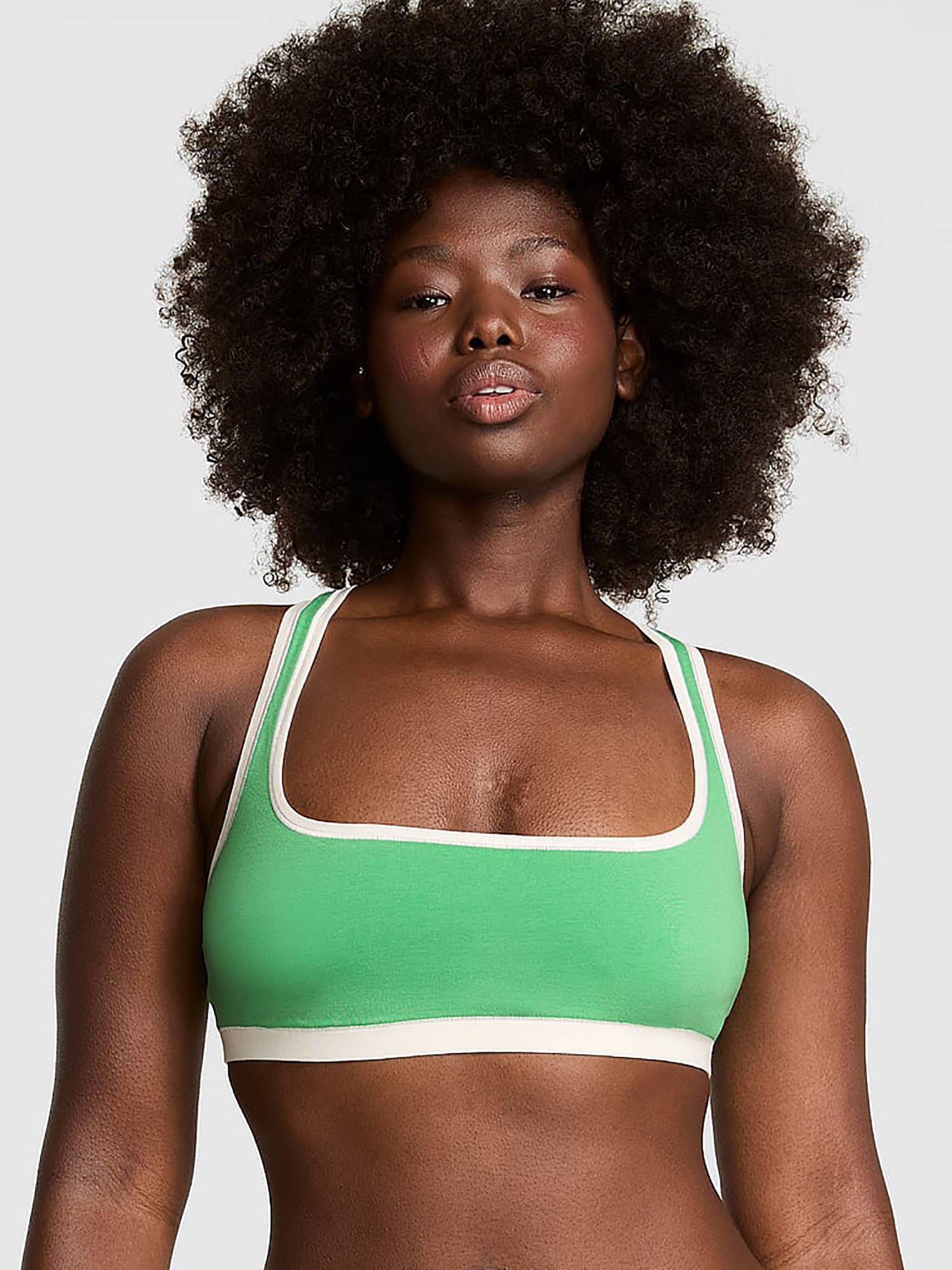 Victoria's Secret PINK Cotton Dorm Unlined Racerback Bralette Green (XL)