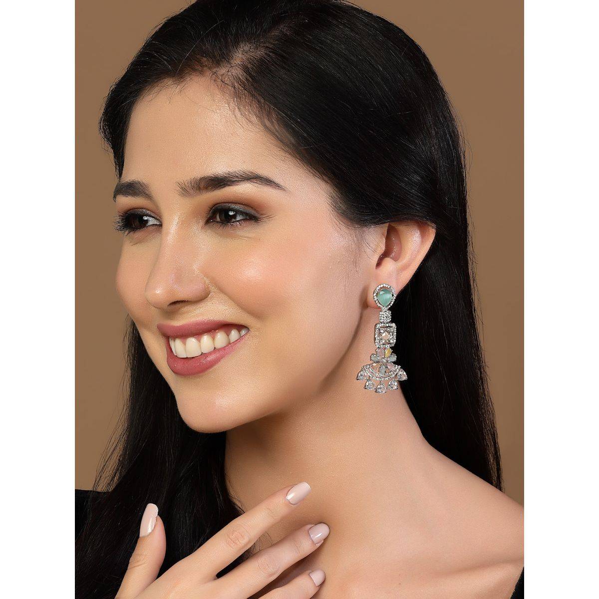 PANASH Silver-Toned Drop Earrings