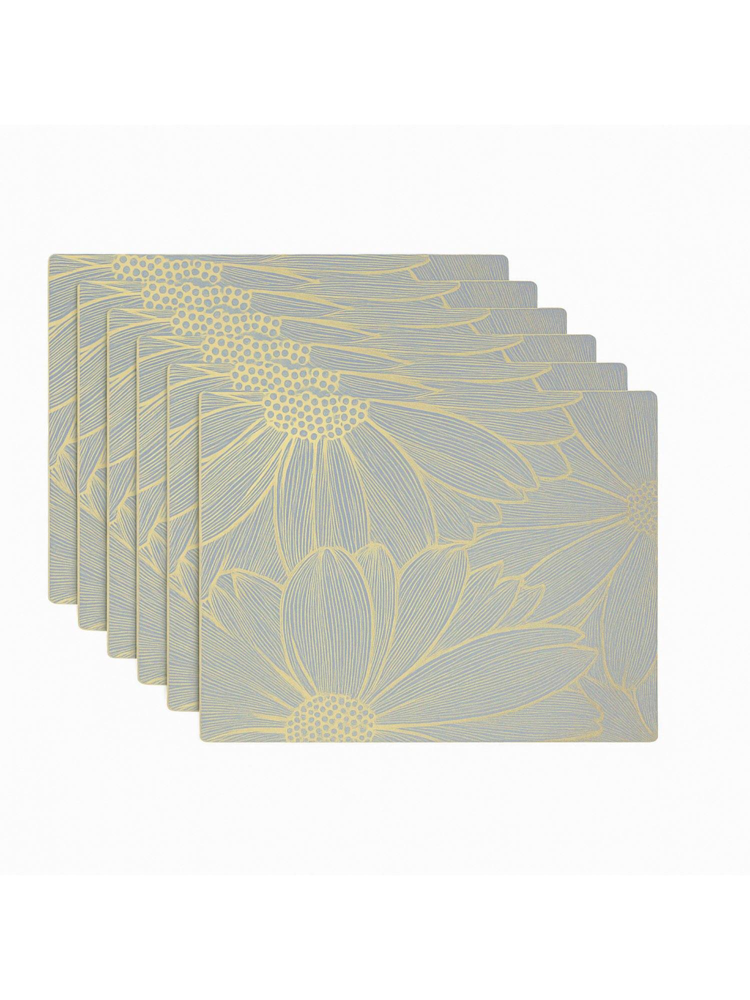 VIVALUXORA Blooming Flower Gold Table Placemats (Pack of 6)