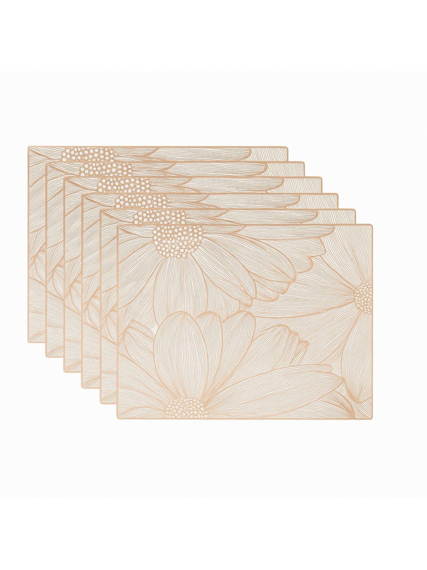 VIVALUXORA Blooming Flower Rose Gold Table Placemats (Pack of 6)