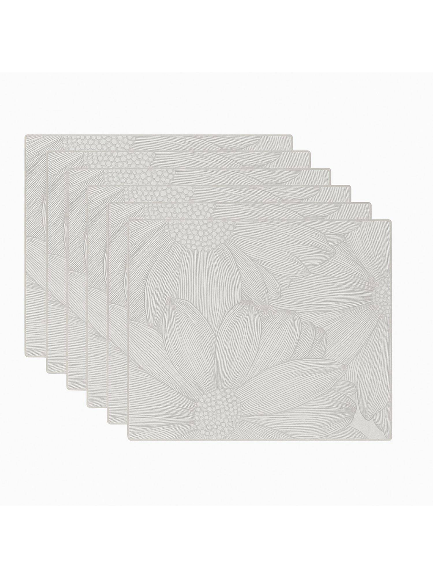 VIVALUXORA Blooming Flower Silver Table Placemats (Pack of 6)