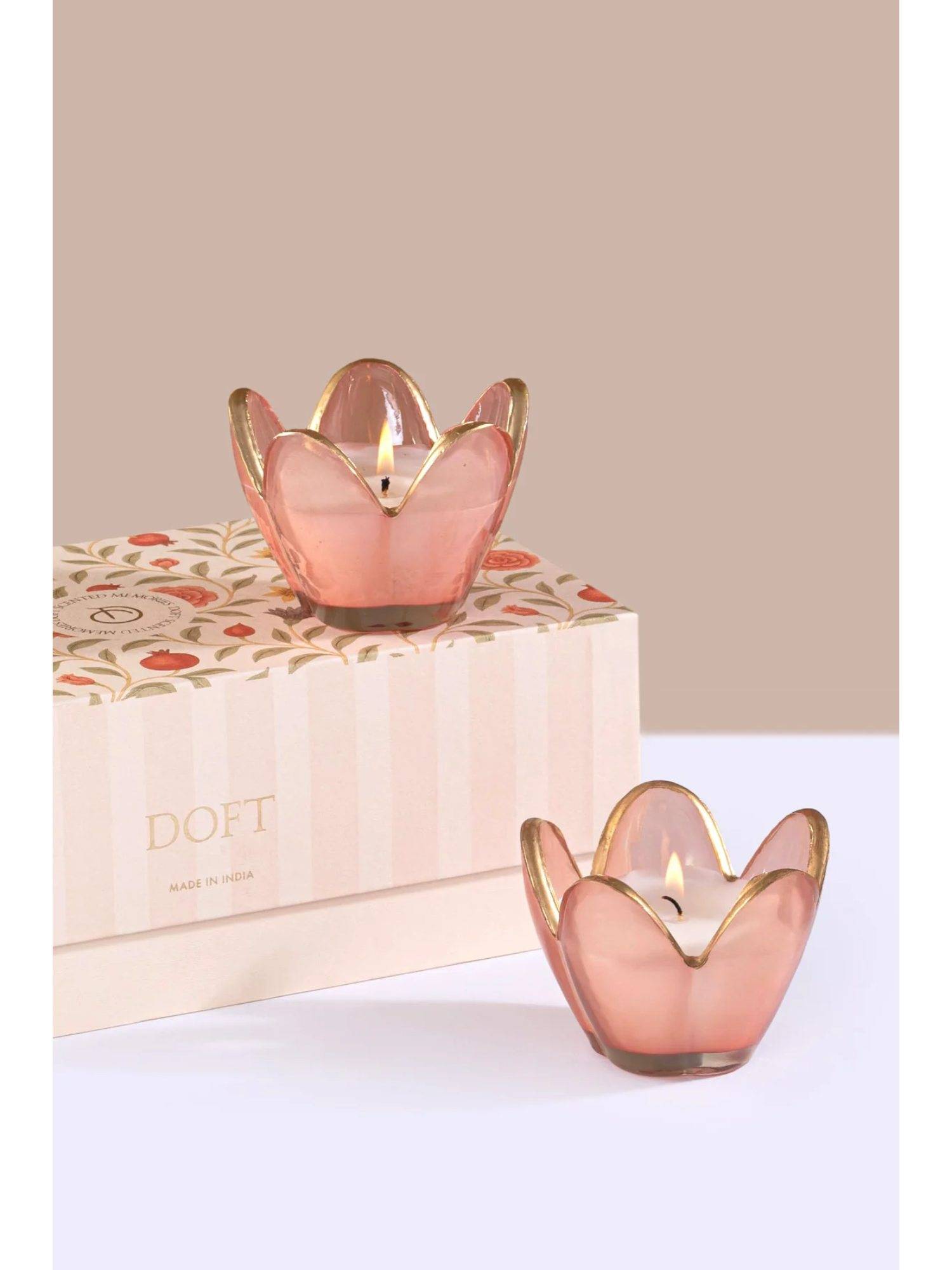 DOFT English Rose Scented Pink Eternal Bloom Candles (Pack of 2)