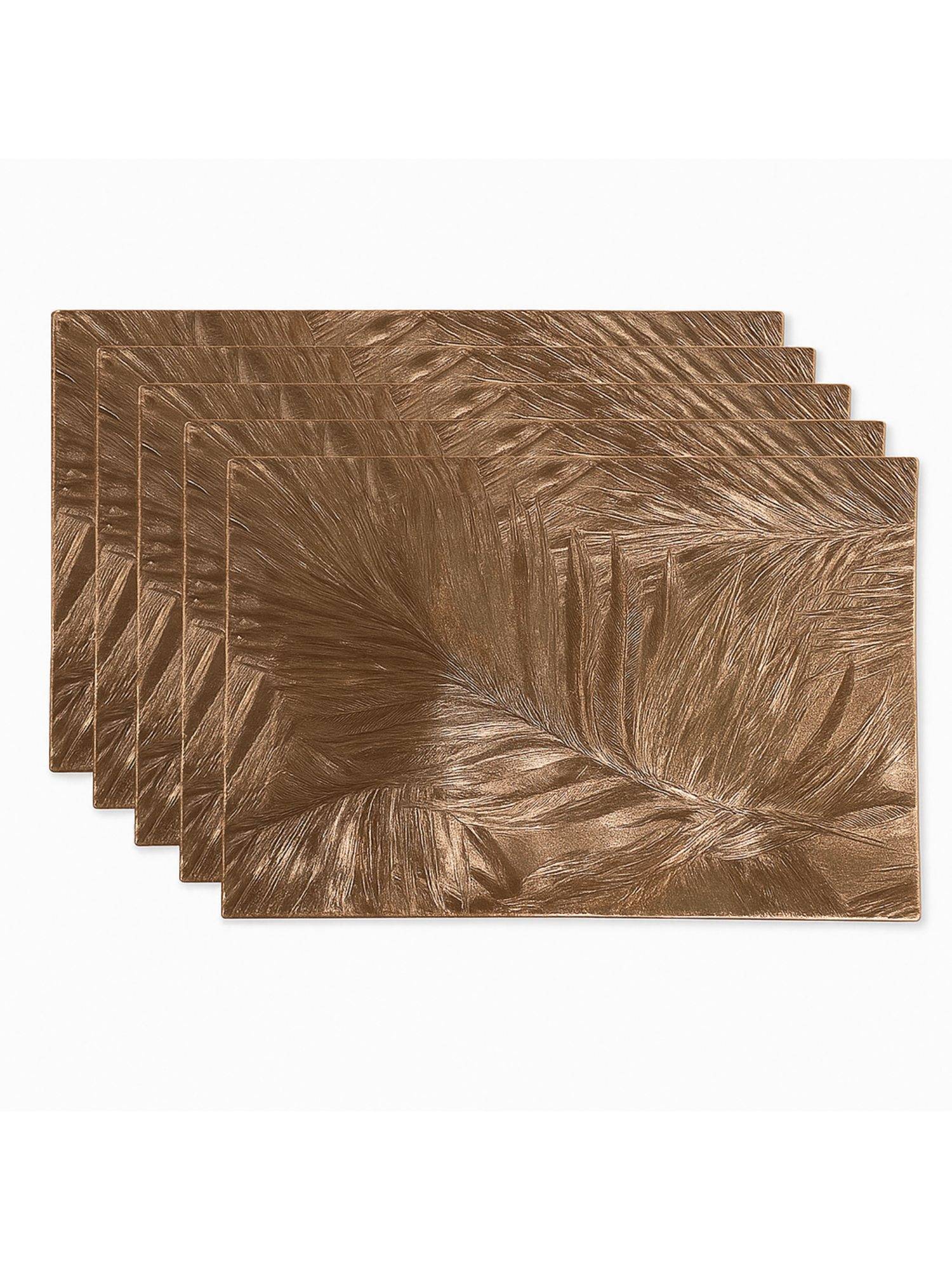 VIVALUXORA Feather Leaf Rose Gold Table Placemats (Pack of 6)