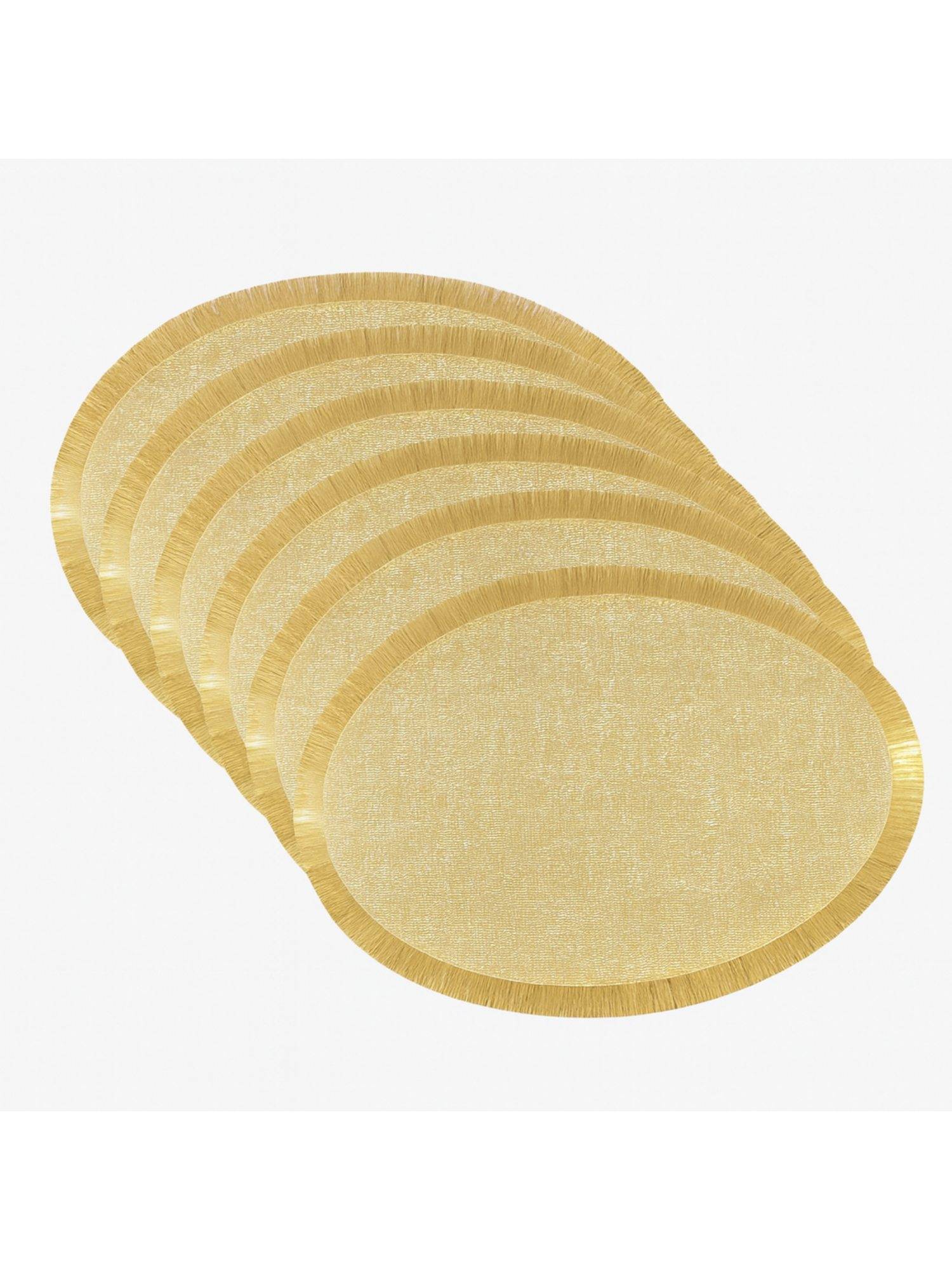 VIVALUXORA Frill Magic Gold Table Placemats (Pack of 6)