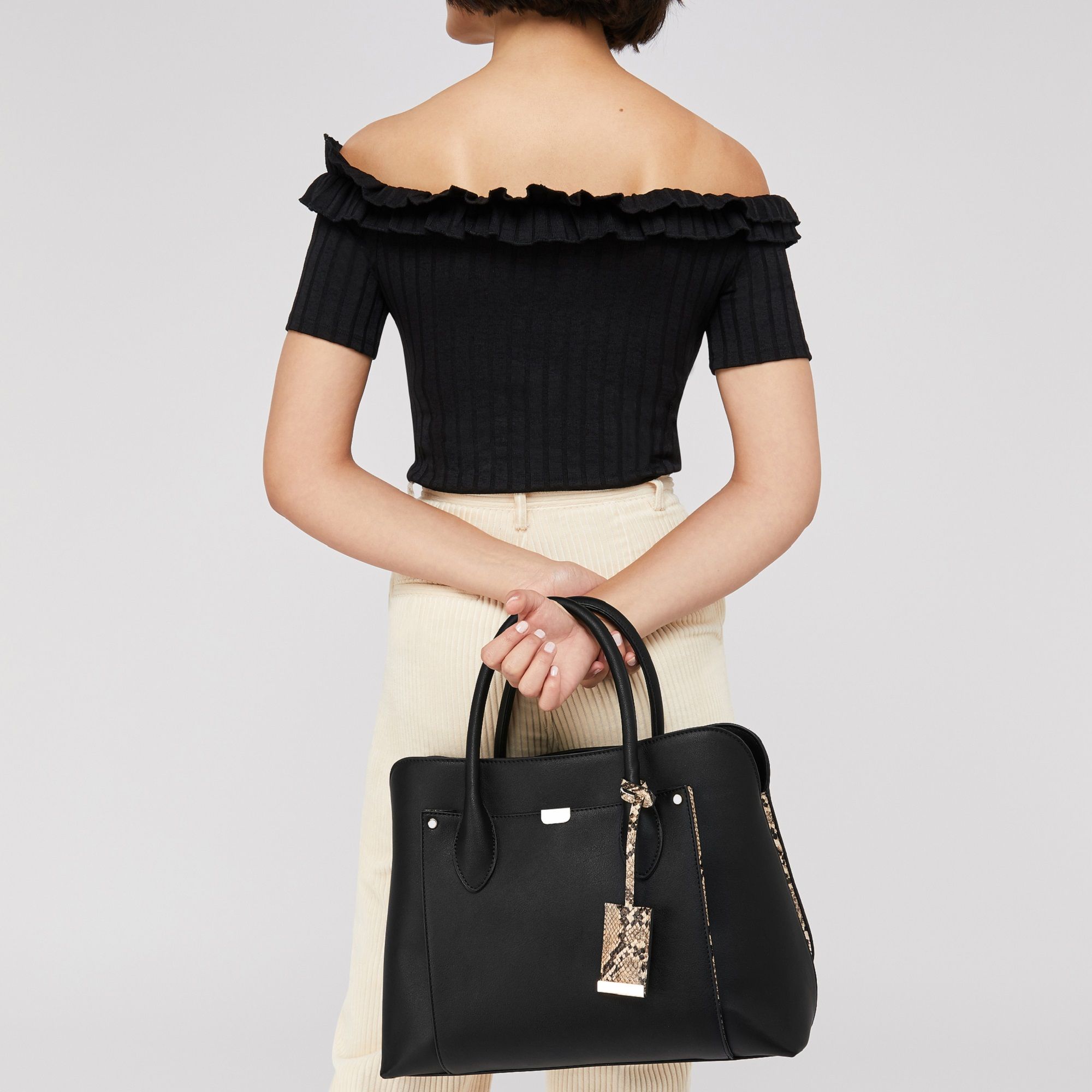 accessorize black tote bag