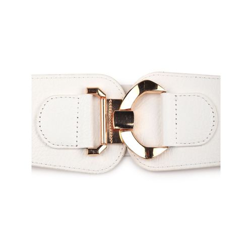 Buy Odette Pure White Broad Faux Leather Belt Online