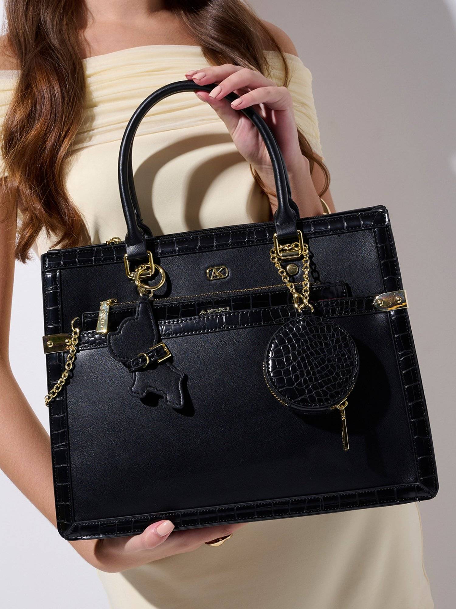 Akiki London Black Vegan Leather Women Satchel Bag