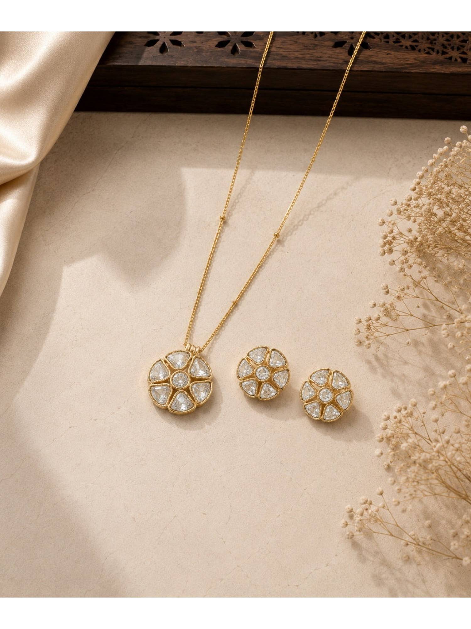 Bdiva Rose Gold Plated Cubic Zirconia Jewellery Set
