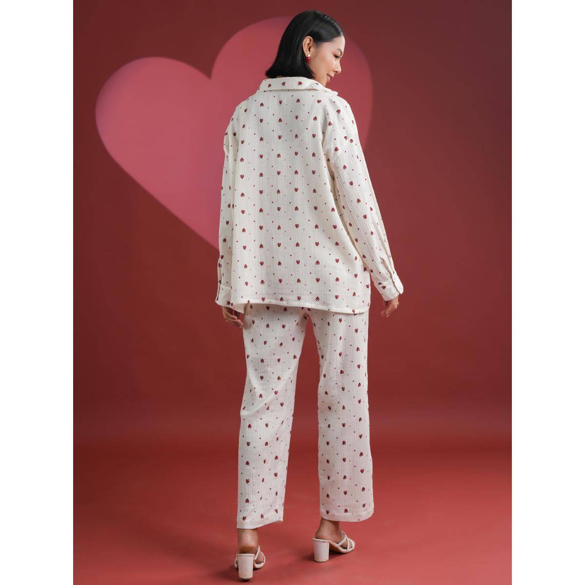 Pyjama Say Buy SAY Women Printed White Shirt and Pyjama Nightwear (Set of 3) Online