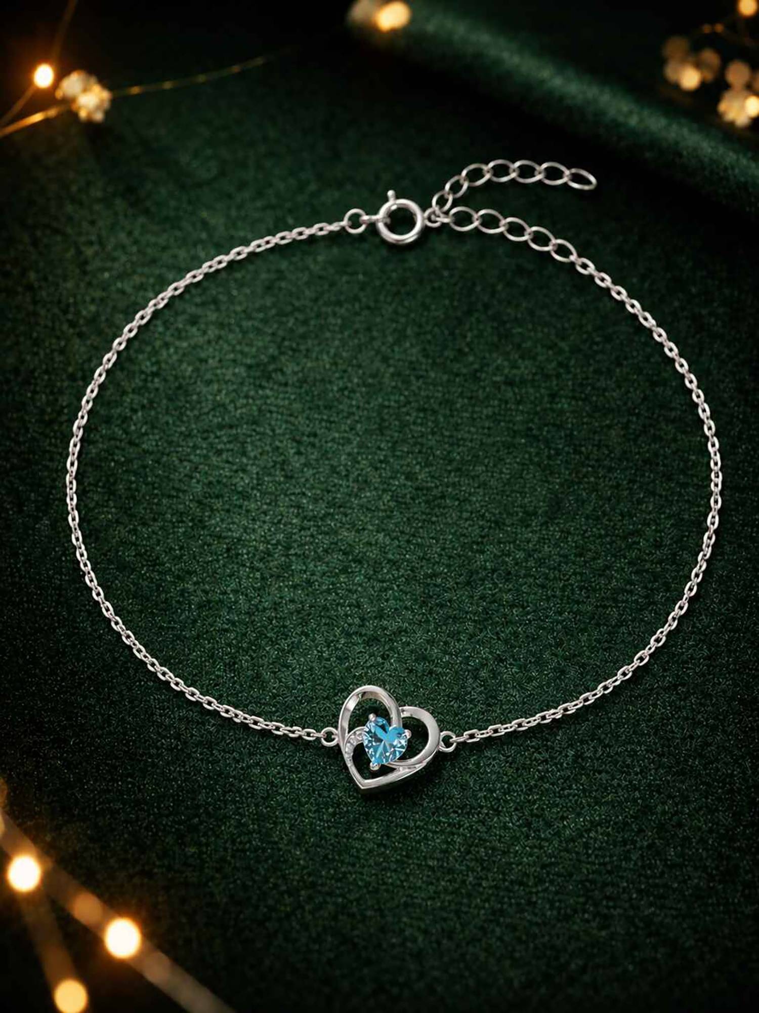 CLARA Women 925 Sterling Silver Blue Hiya Heart Anklet