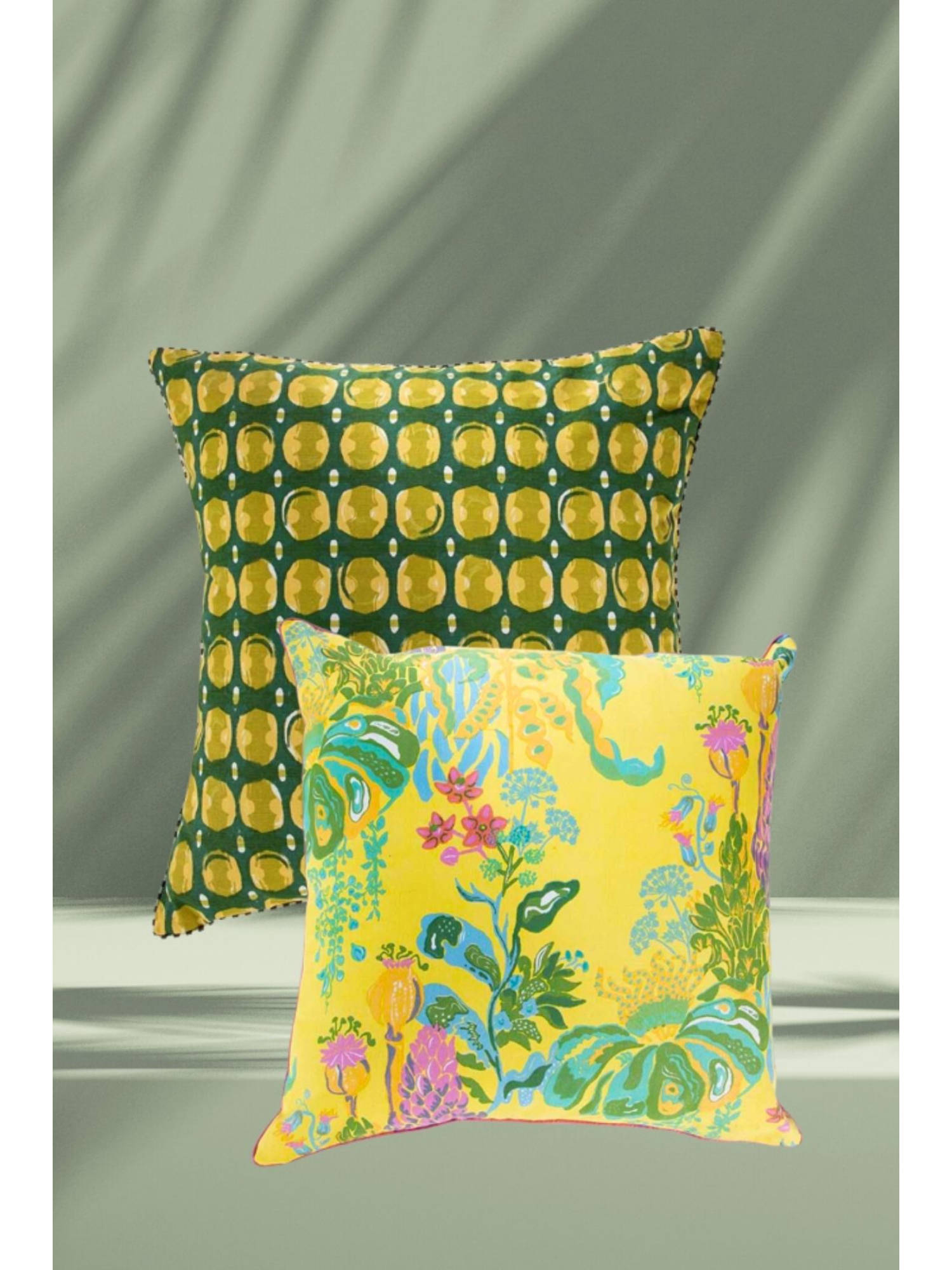 Freedom Tree Yellow Ensemble Kachnar Cushion Covers (Pack Of 2)
