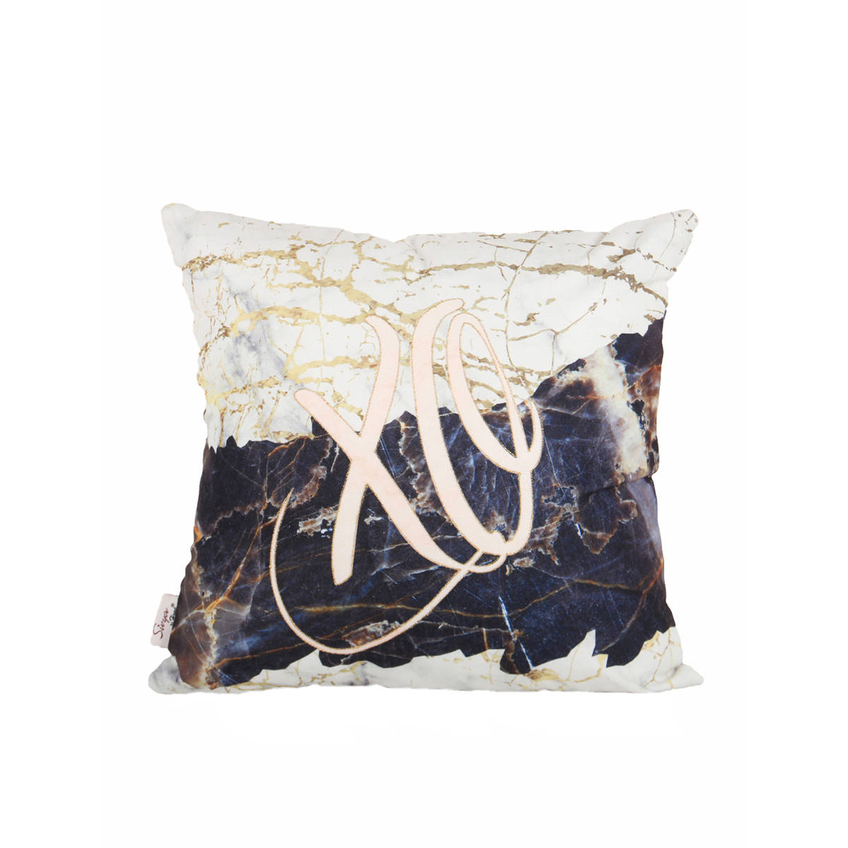 Sivya by Home White & Black Colourblocked Square Cushion Cover 16X16 Inch