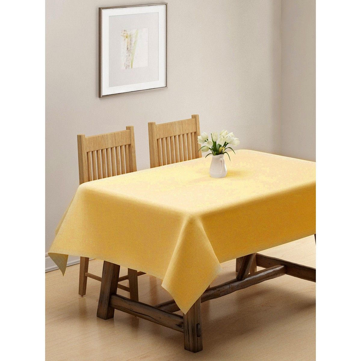 Buy Klotthe Yellow Woven Design 6 Seater Rectangular Table Cover Online