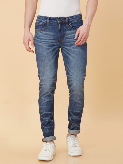 Buy Being Human Blue Cotton Slim fit Straight Jeans Online