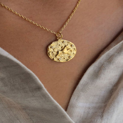 ANUSHKA JAIN JEWELLERY 925 Taurus Zodiac Necklace In Sterling Silver With  Gold Vermeil