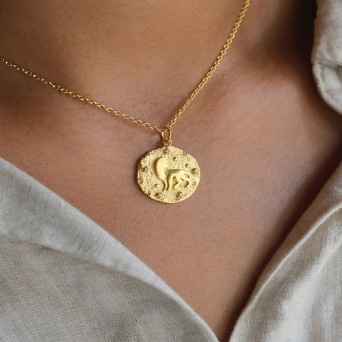 ANUSHKA JAIN JEWELLERY 925 Leo Zodiac Necklace In Sterling Silver With Gold  Vermeil