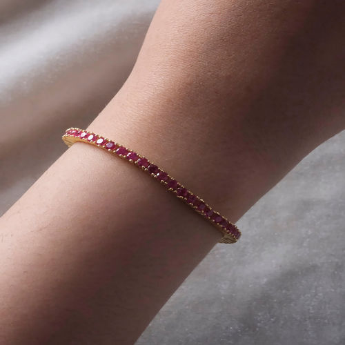 ANUSHKA JAIN JEWELLERY 925 Ruby Tennis Bracelet In Sterling Silver With  Gold Vermeil