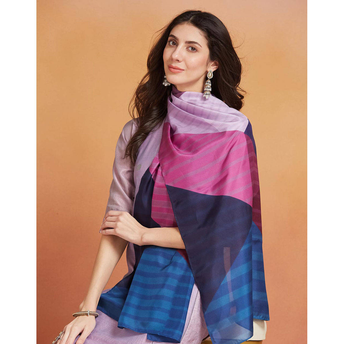 Fabindia Women Multi-Color Silk Stole