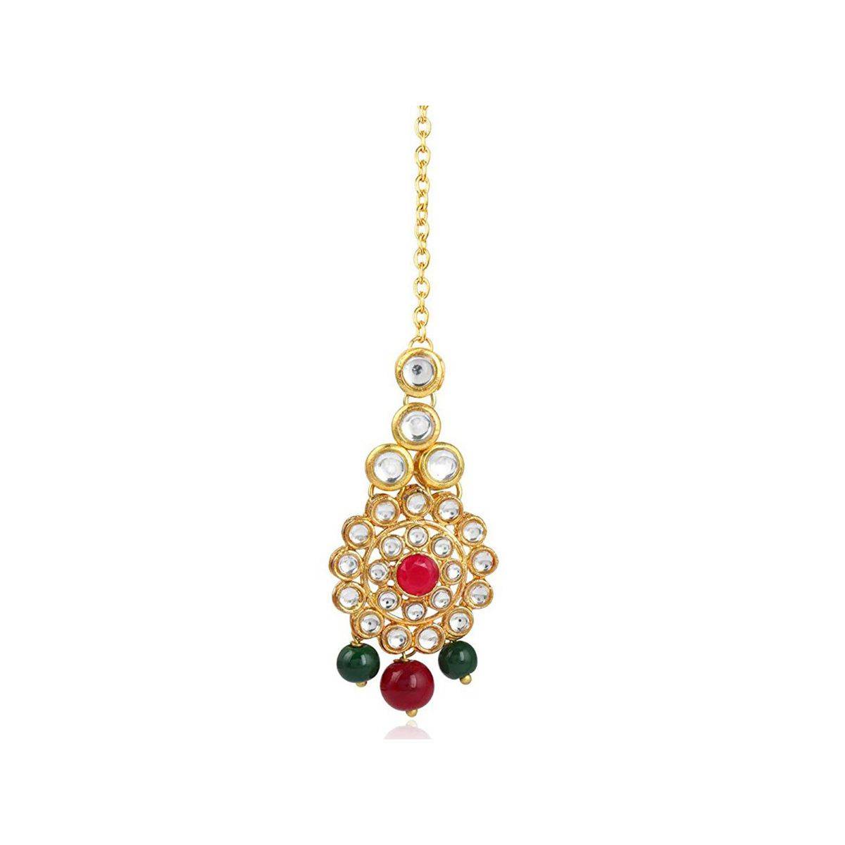 Karatcart Traditional GoldPlated Kundan Maang-Tikka For Women