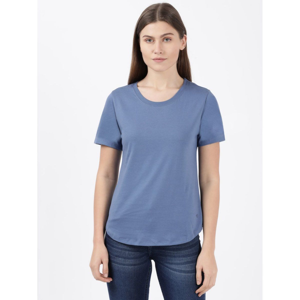 Jockey Aw88 Women's Super Combed Cotton Rich Crew Neck T-shirt Blue ...