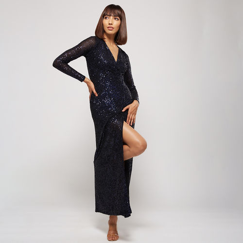 Buy RSVP by Nykaa Fashion Black and Copper Ombre Sequin Maxi Dress