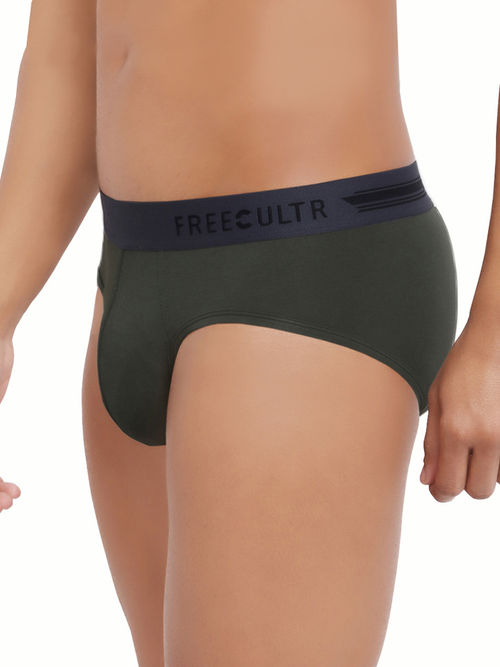 Buy FREECULTR Anti-Microbial Air-Soft Micromodal Underwear Brief Pack Of 1  - Green (S) Online