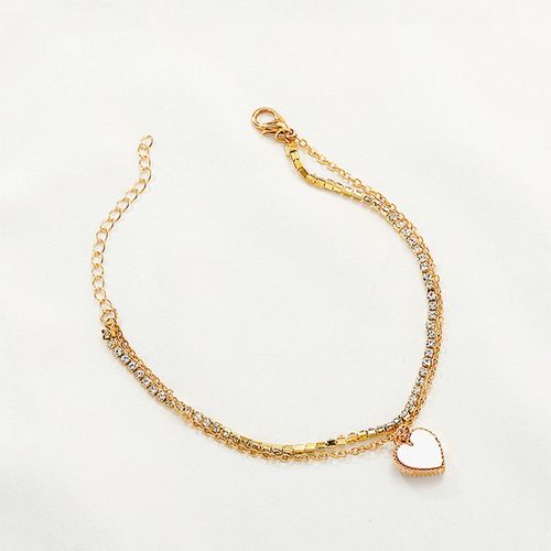 Yellow Chimes Women Gold-Plated Crystal Heart Charm Bracelet