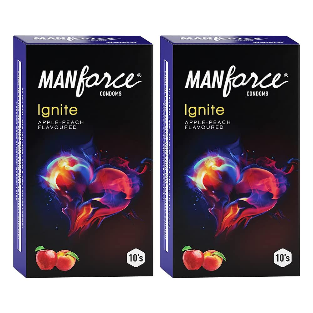 Manforce Ignite Apple-peach Flavoured Extra Dotted Condoms - Pack Of 2