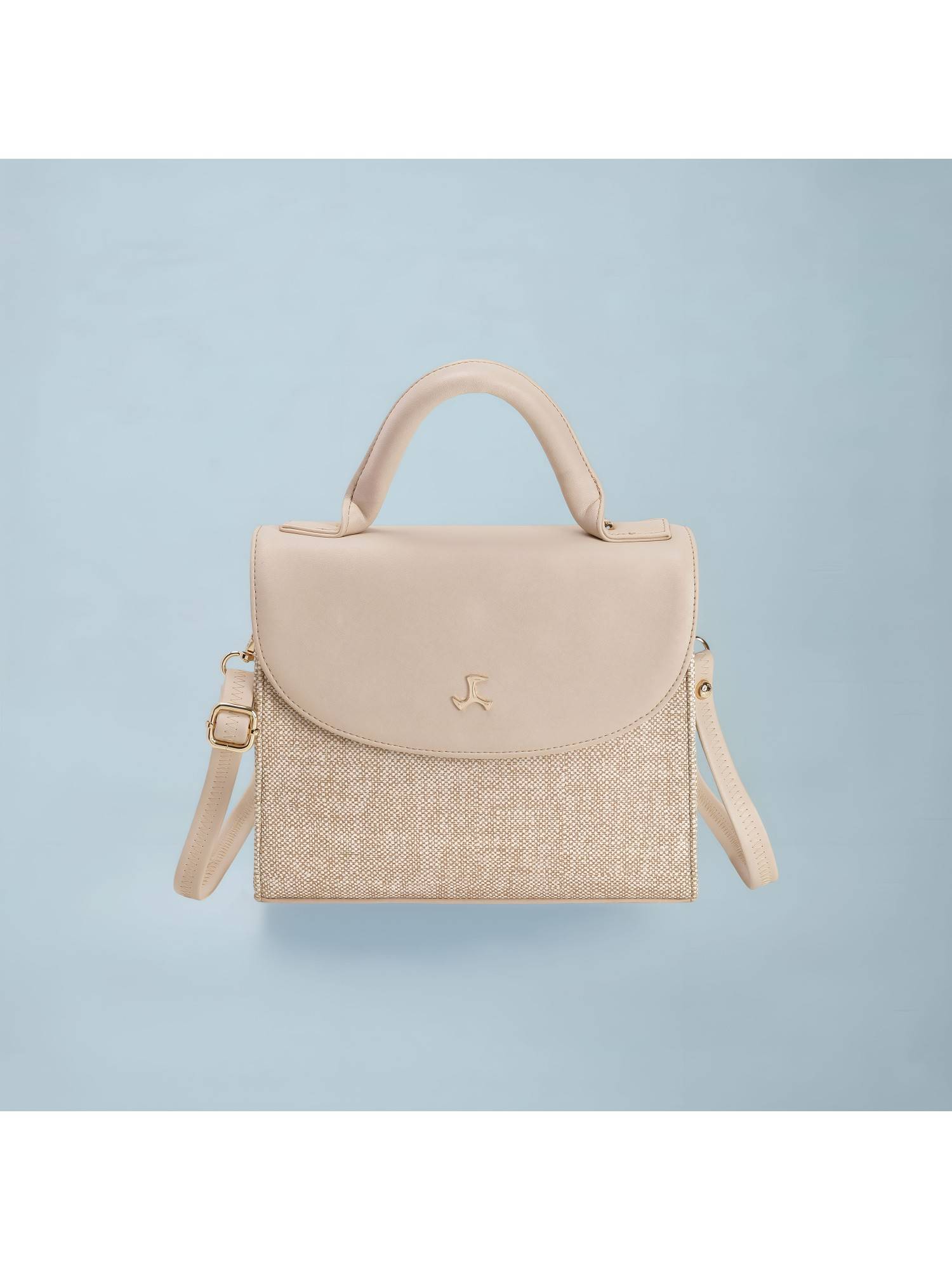 Mochi Textured Beige Satchel Bag