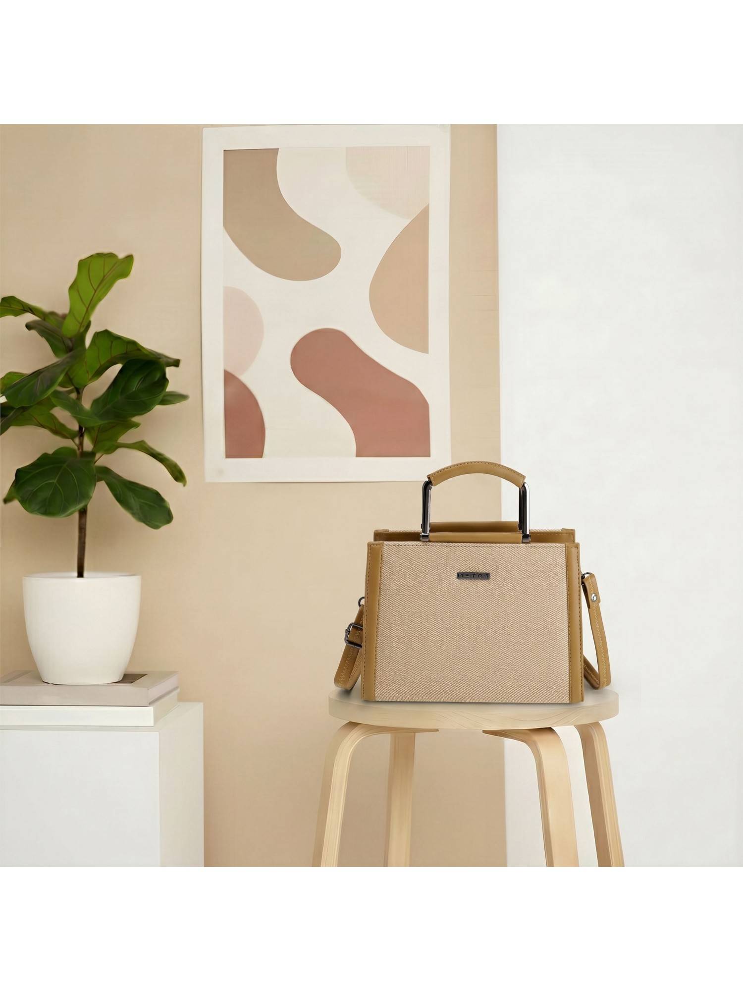 Metro Textured Mustard Satchel Bag