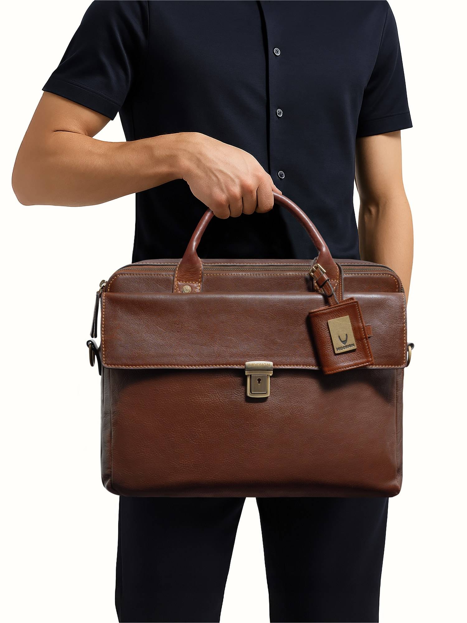 Hidesign Bonaparte 02 Genuine Leather Men's Brown Briefcase (L)